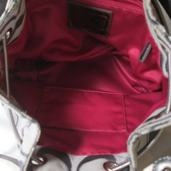 COACH SILVER MONOGRAM BUCKET BAG - Picture 8 of 8